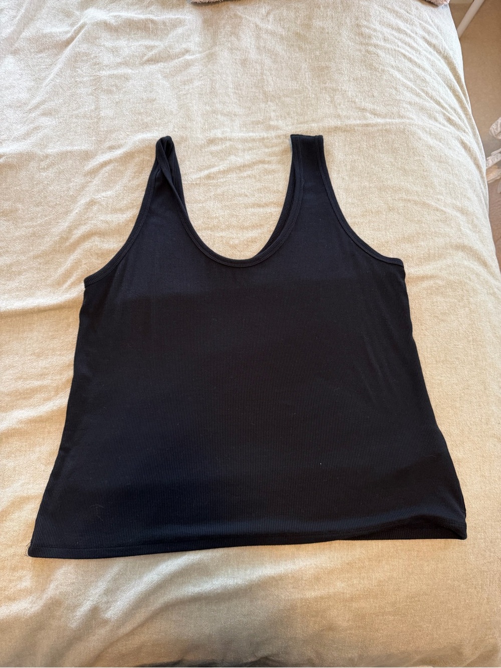 Abercrombie & Fitch Black Ribbed Scoop Tank Top